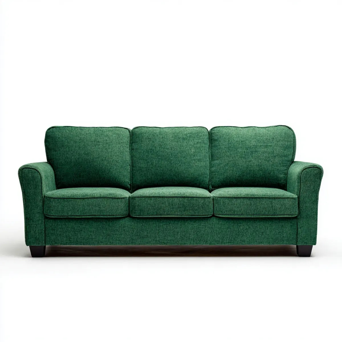 Divano 3 posti verde in poliestere a coste 210 x 90 x 88 cm rettangolare