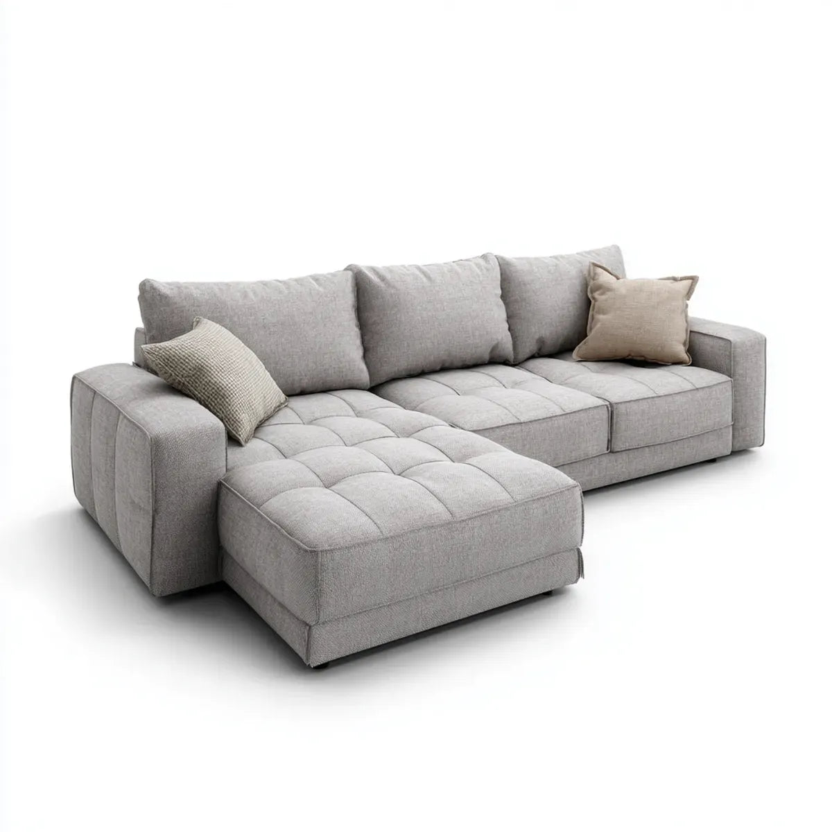 Divano angolare con chaise longue sinistra grigio in poliestere 280 x 165 x 85 cm