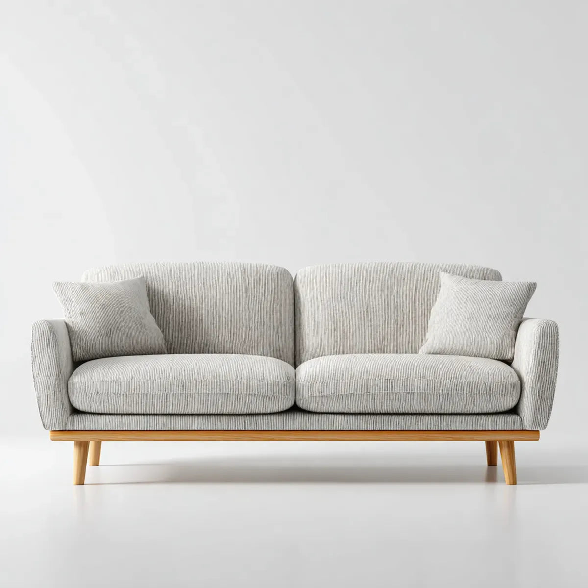 Divano 2 posti grigio chiaro 180 x 85 x 85 cm in poliestere a coste con struttura in legno massello rettangolare