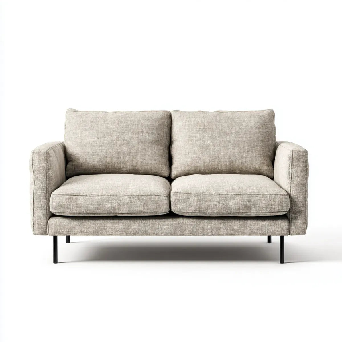 Divano 2 posti beige 160 x 90 x 85 cm in poliestere con struttura rettangolare