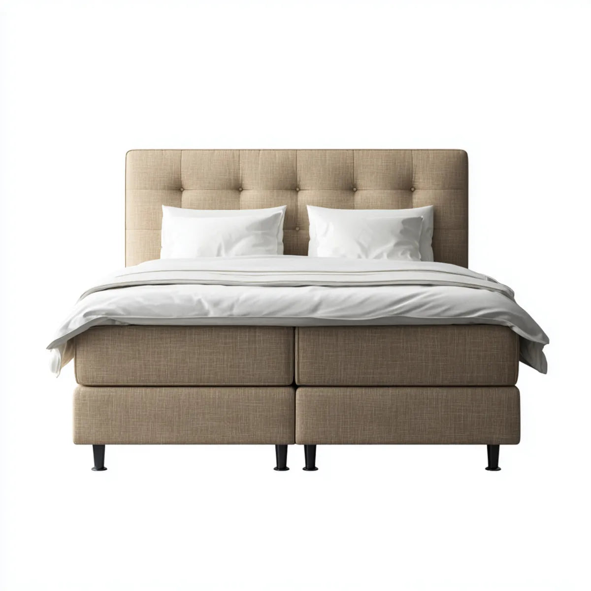 Letto matrimoniale boxspring beige 180 x 200 cm in poliestere rettangolare