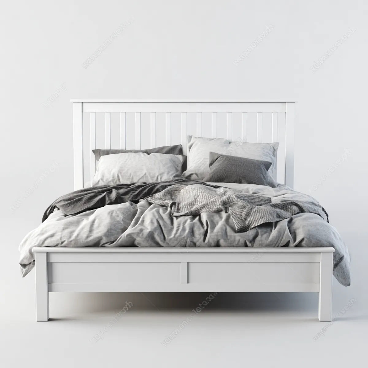 Letto matrimoniale bianco 160 x 200 cm in legno massello di pino rettangolare