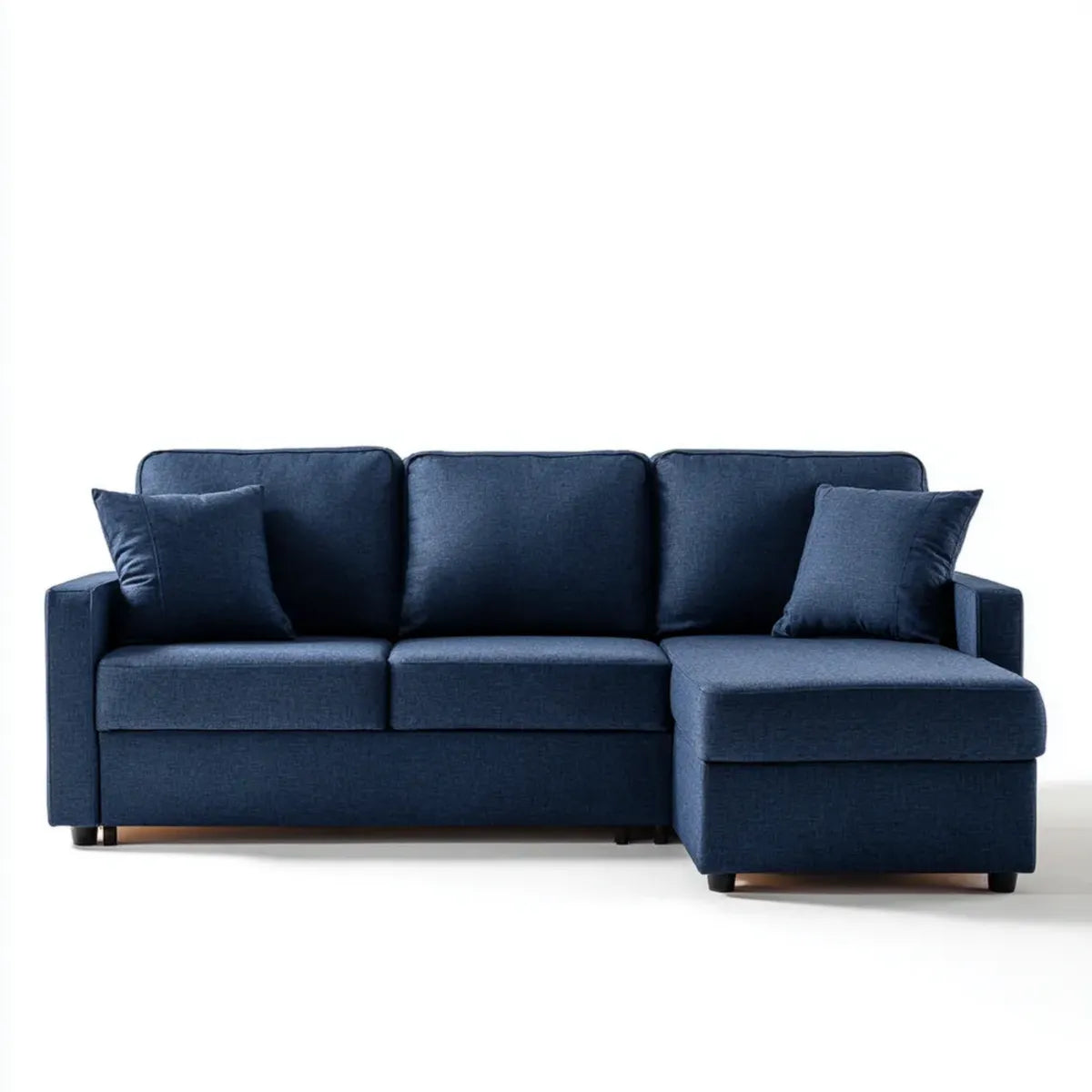 Divano angolare 3 posti blu navy in poliestere a L con chaise longue destra 230 x 150 x 85 cm