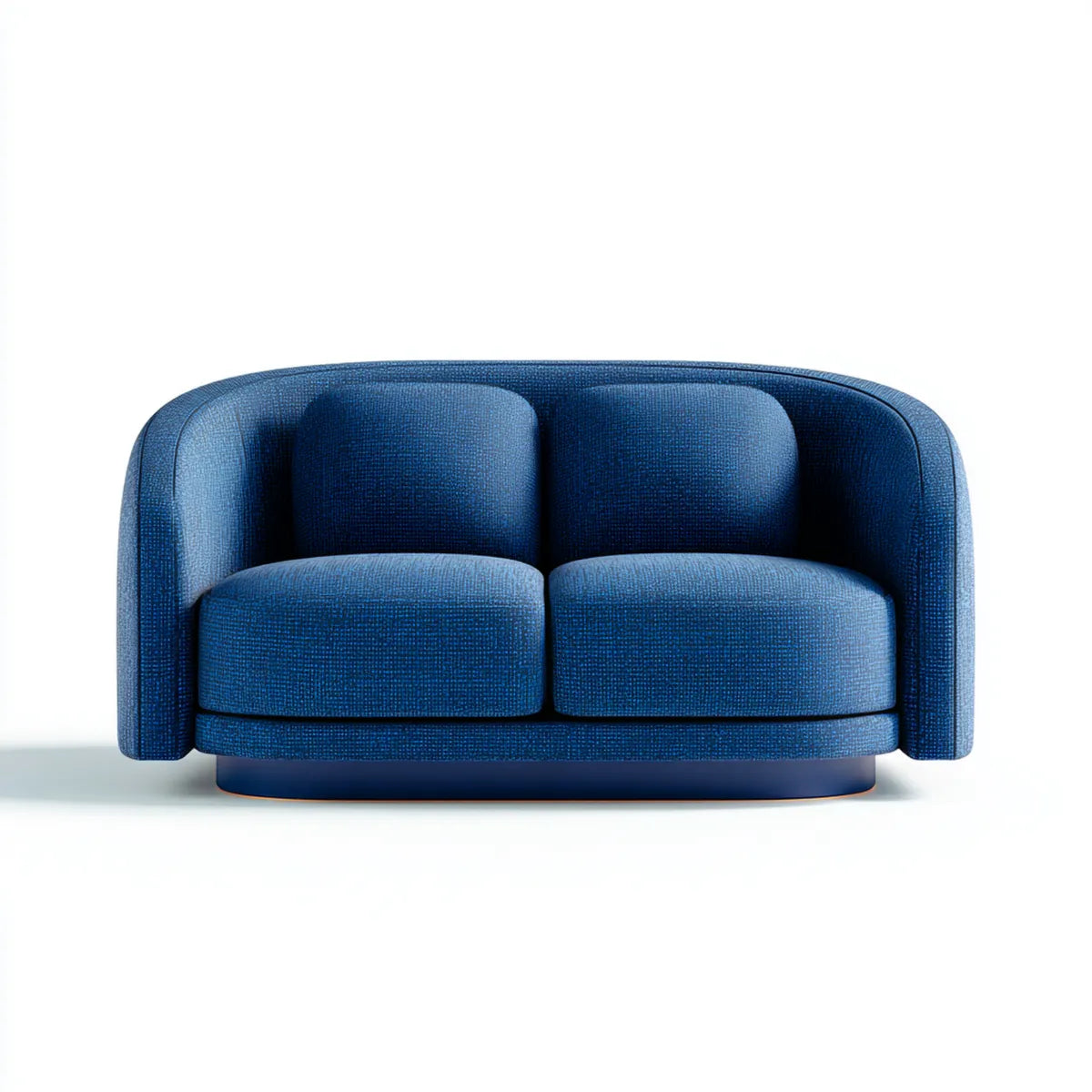 Divano 2 posti blu in poliestere con imbottitura in schiuma poliuretanica 160 x 85 x 75 cm arrotondato