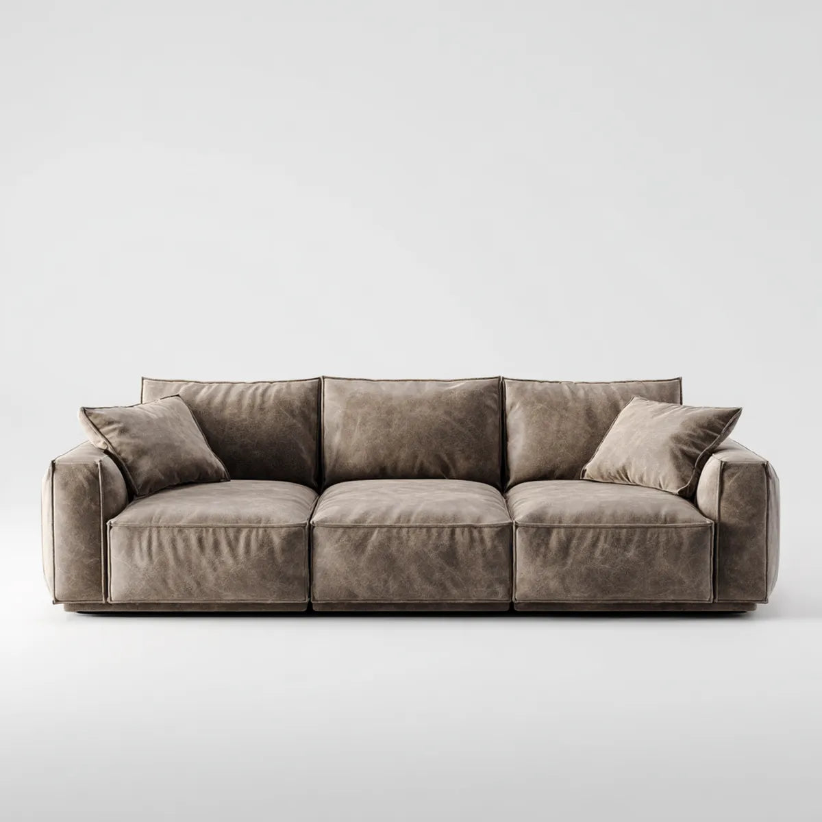 Divano 3 posti grigio tortora 220 x 95 x 85 cm in microfibra di poliestere forma rettangolare
