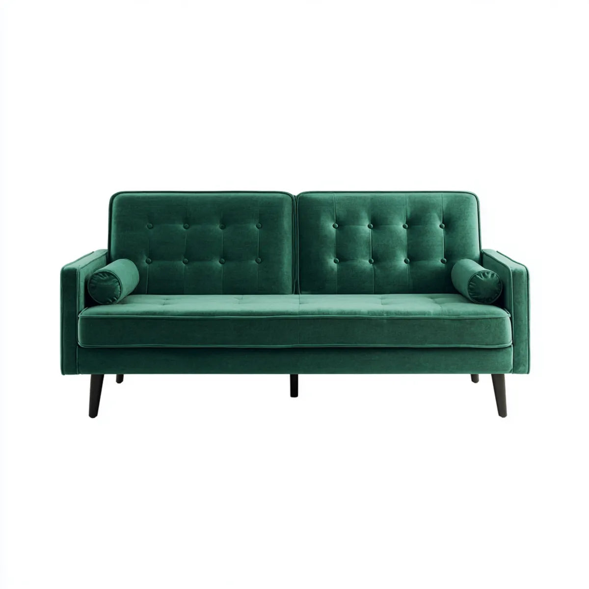 Divano 2 posti verde scuro 160 x 80 x 85 cm in velluto di poliestere con schienale capitonné