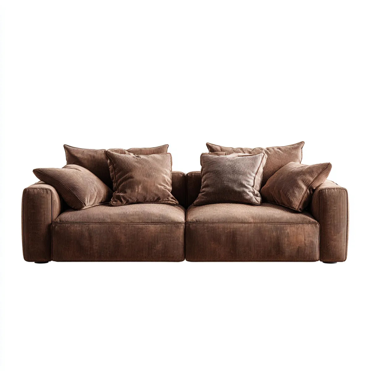 Divano 2 posti marrone in velluto a coste di poliestere rettangolare 200 x 95 x 80 cm