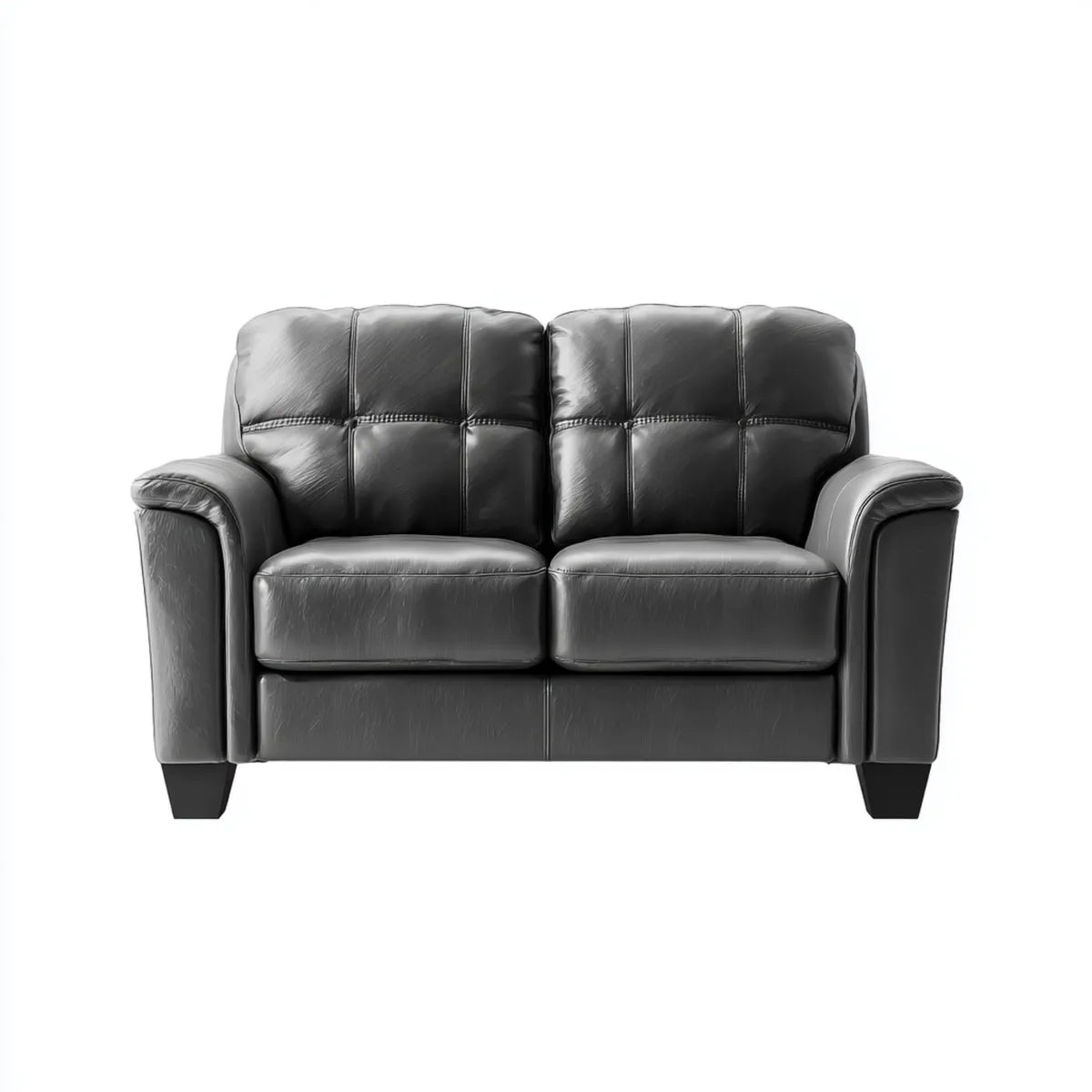 Divano 2 posti nero 150 x 85 x 90 cm in pelle PU rettangolare