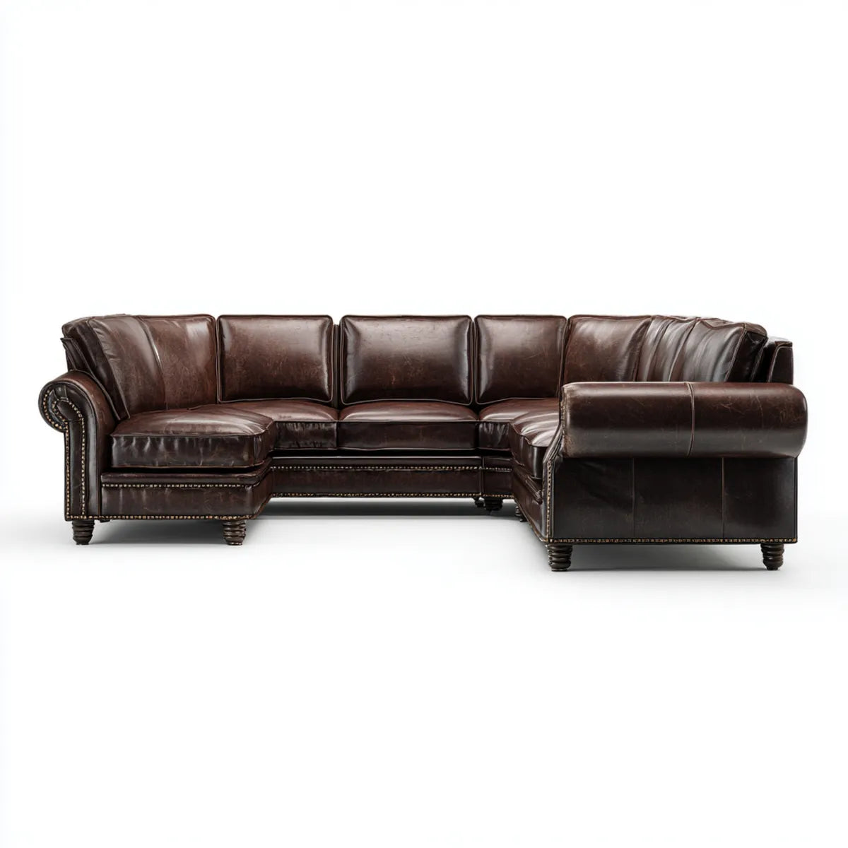 Divano angolare 5 posti marrone in rivestimento PU a L 330 x 220 x 90 cm